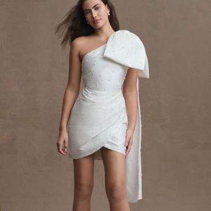 Sachin & Babi Pippa One-Shoulder Pearl-Embellished Mini Dress size 14